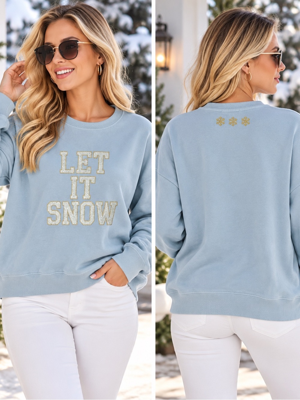 cupcakes & cashmere Light Blue "LET IT SNOW" Sweatshirt